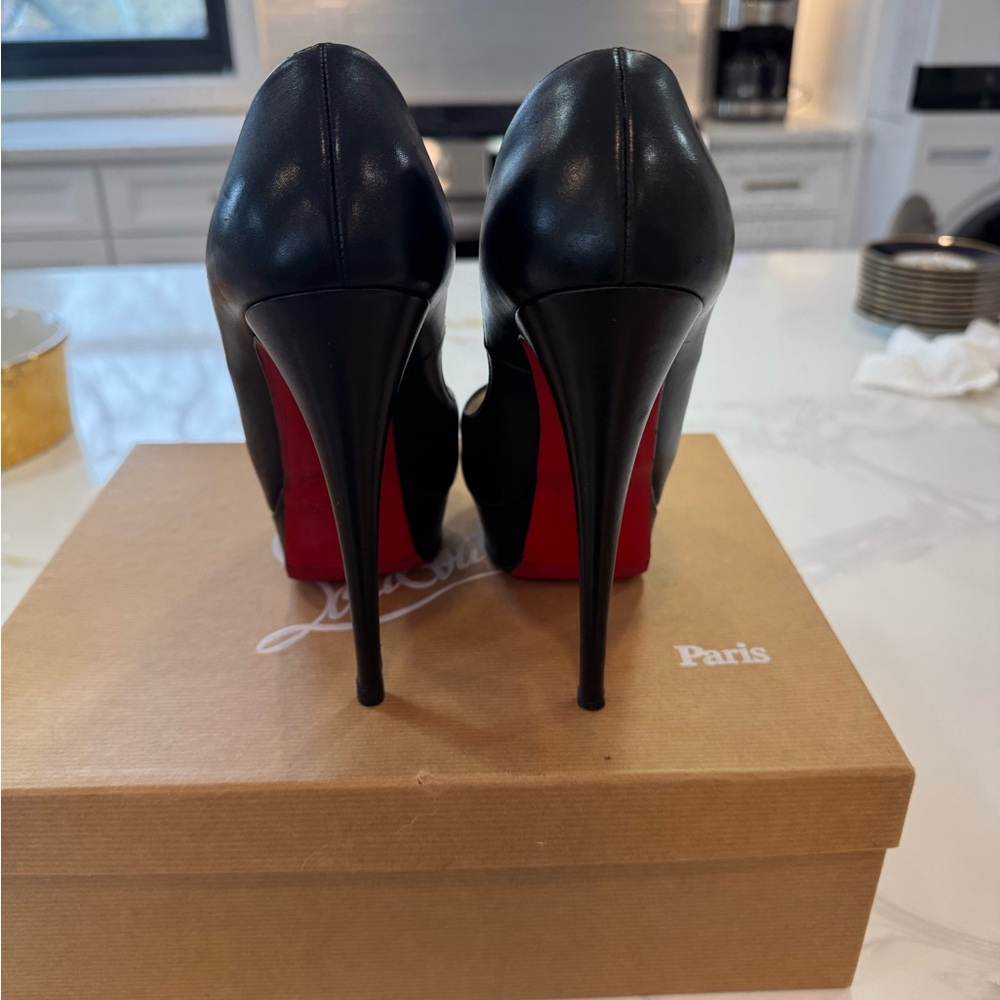Christian Louboutin Red and Black Patent Leather Heels